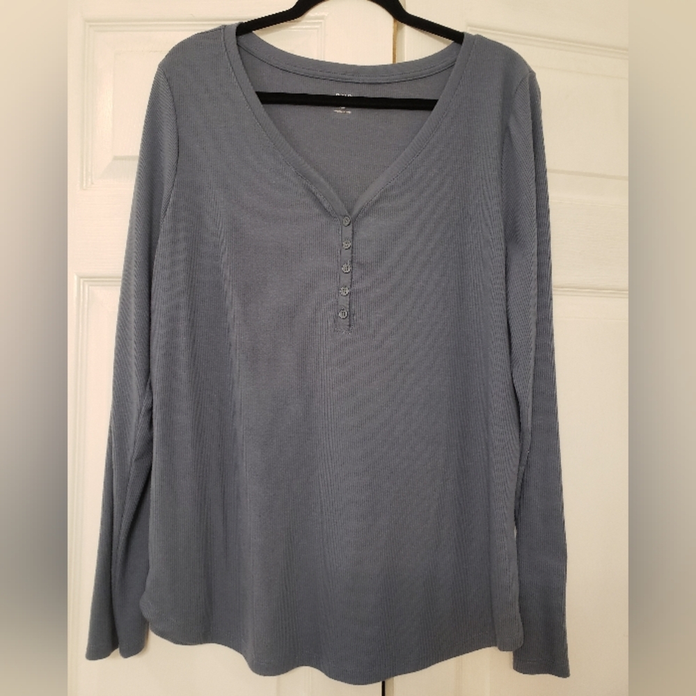 a.n.a Long Sleeve Henley Shirt